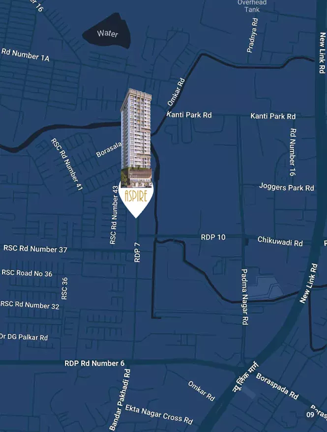 Location map of Aspire by DTG, Charkop, Kandivali West